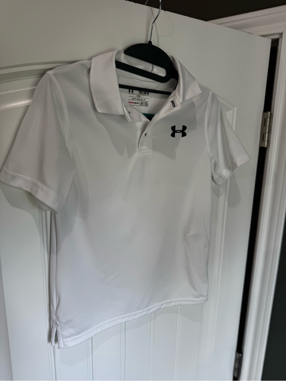 Under Armour HeatGear Youth Medium White Golf Polo Shirt YMD
